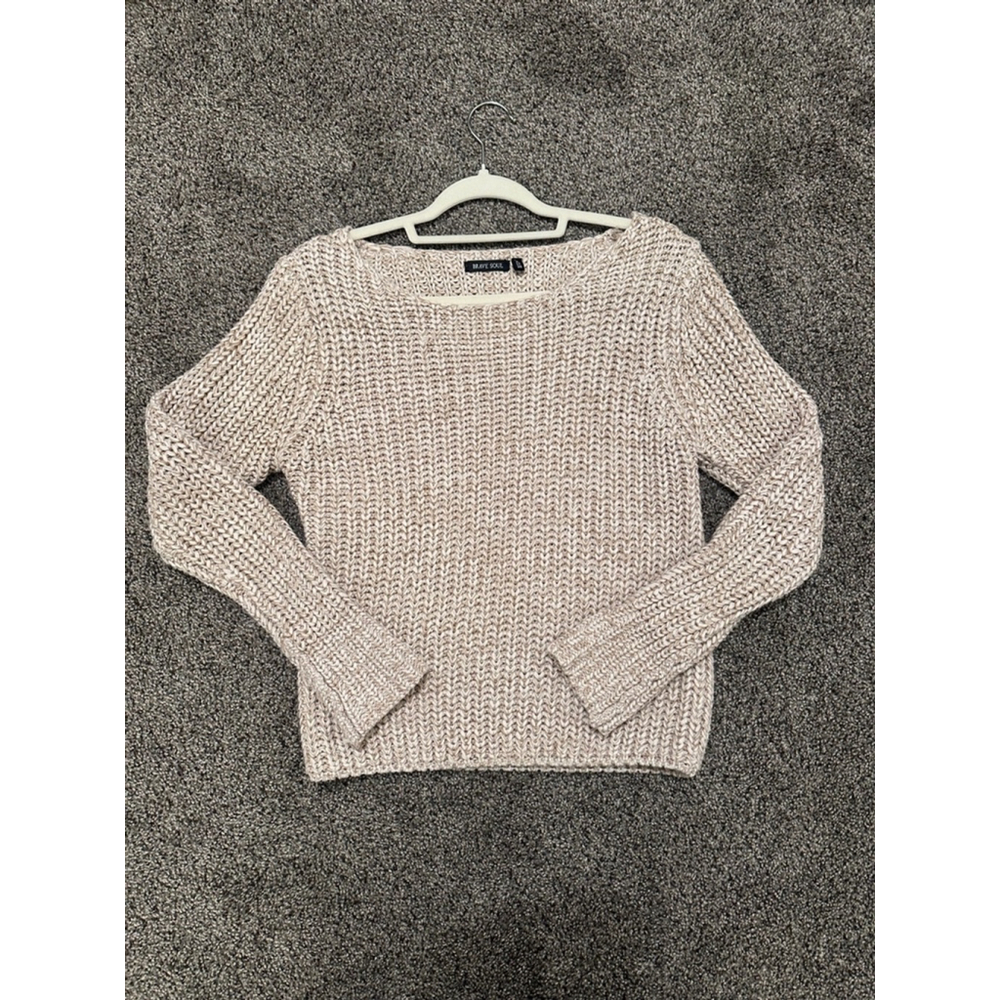 Brave Soul Chunky Knit Sweater Beige Women's Small
